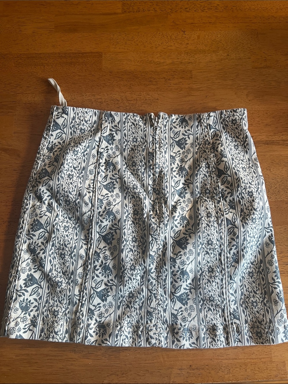 Free People Cream and Black Floral Stripe Mini Skirt